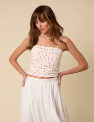 White Bandeau Polka Dot Felicity Top
