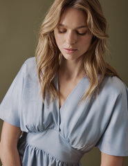 Soft Blue V-Neck Midi Lorelai Dress