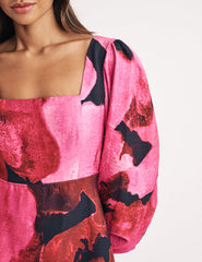 Pink Watercolour Floral Loredana Mini Dress