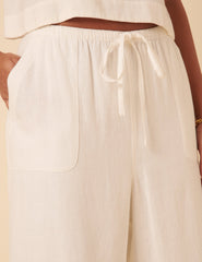 White Linen-Blend Shona Trousers