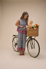 Black Gingham Embroidered Top & Trousers Set