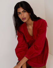 Red Cord Collar Cassis Mini Dress