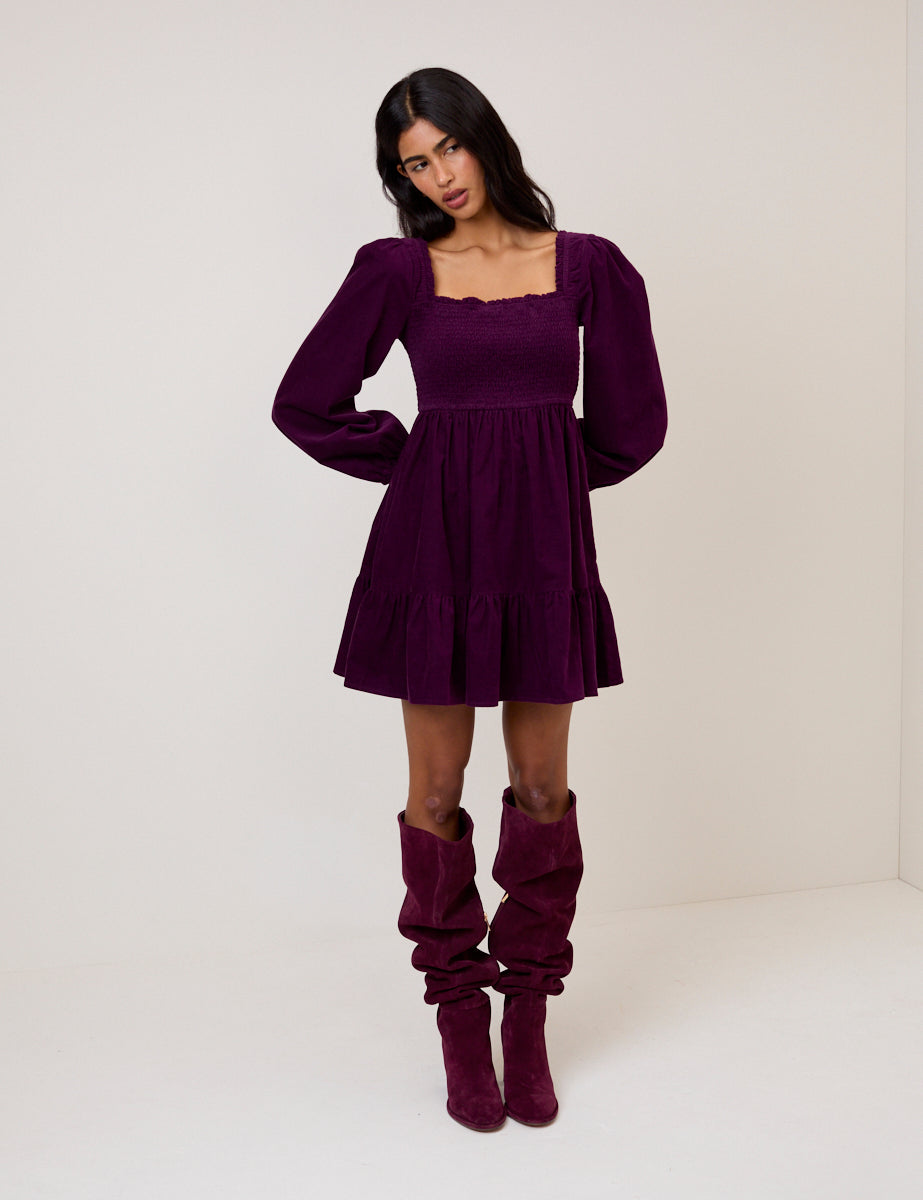 Purple Velvet Elsa Mini Dress