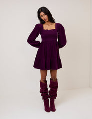Purple Velvet Elsa Mini Dress