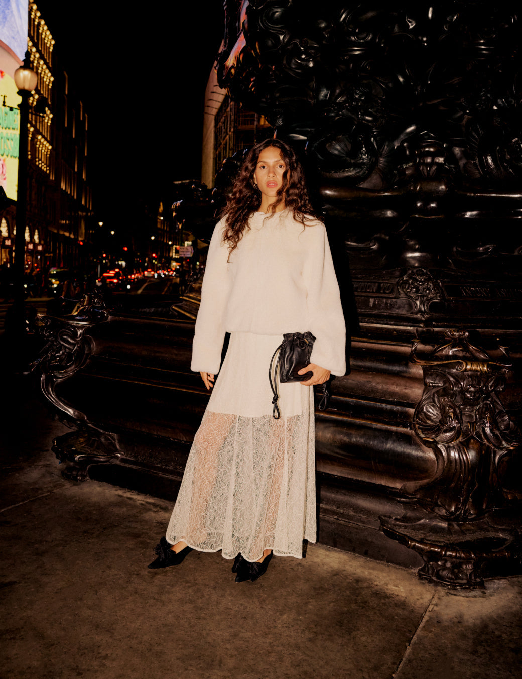 White Lace Midi Skirt