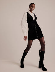 NC x Lisou Black Velvet Scallop Trim Pinafore Dress