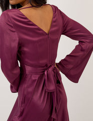 Purple Satin Stella Midi Dress
