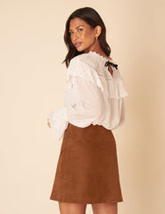 Brown Suede Mini Skirt