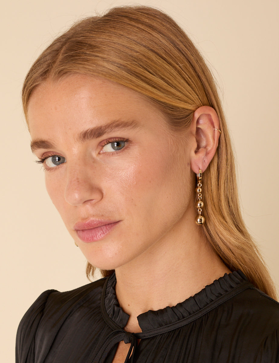 Gold Plated Orb Drop Earrings