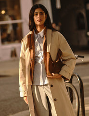 Tan Suede Dipped Shoulder Bag