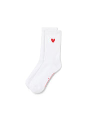 White Heart Ribbed Socks