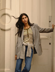 Grey Pinstripe Boyfriend Blazer
