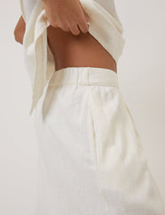 Cream Linen-Blend Wide Leg Jerrow Trousers