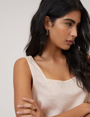 Peach Linen-Blend Swing Top