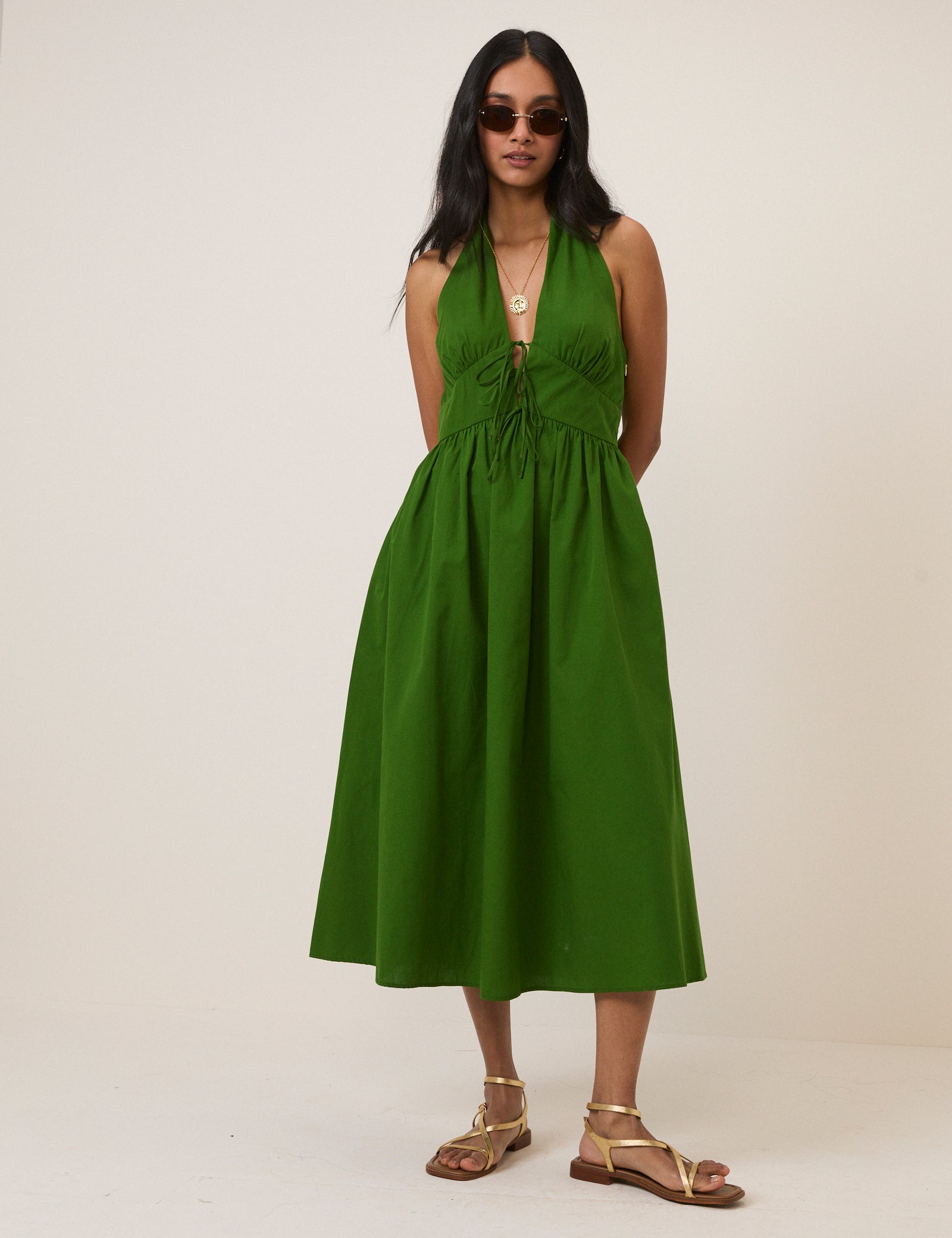 Green Halterneck Lilijana Midi Dress