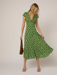 Green Floral Avery Midi Dress