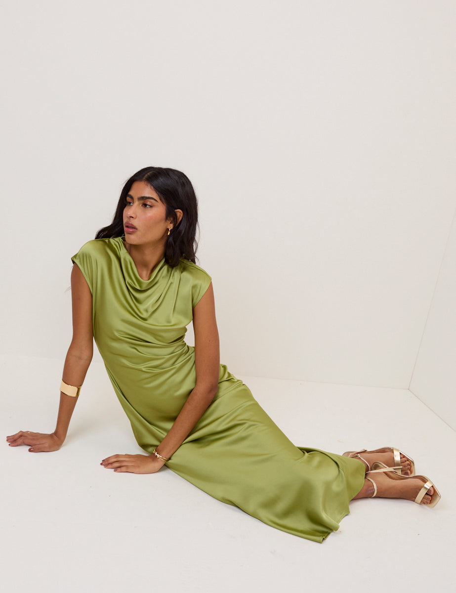 Green Cowl Neck Eden Maxi Dress