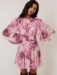Pink Watercolour Floral Reese Mini Dress