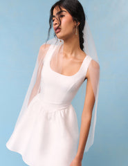 Bridal Ivory Satin Structured Gracie Mini Dress