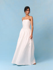 Bridal Ivory Satin Column Strapless Opal Maxi Dress