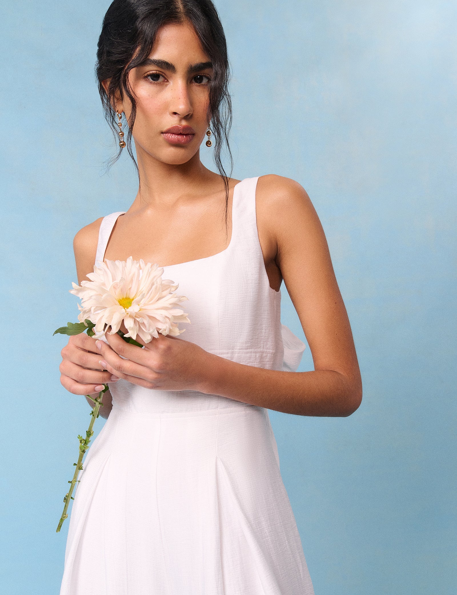 Bridal Ivory Satin Bow-Back Taylor Jumpsuit
