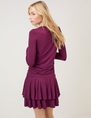 Burgundy Tiered Yuki Jersey Mini Dress