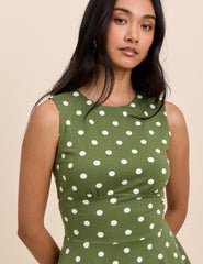 Green Polka Dot Jersey Sleeveless Tate Mini Dress