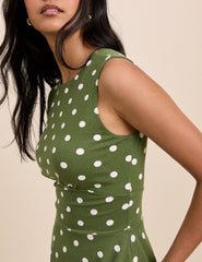 Green Polka Dot Jersey Sleeveless Tate Mini Dress