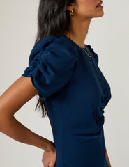 Navy Ruched Naomi Midi Dress