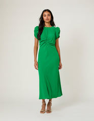 Green Ruched Naomi Midi Dress