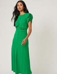 Green Ruched Naomi Midi Dress