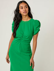 Green Ruched Naomi Midi Dress