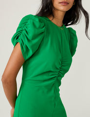 Green Ruched Naomi Midi Dress