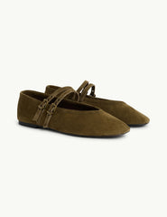 Green Suede Ballet Flats