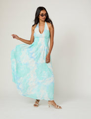 Blue Printed Marceline Maxi Dress