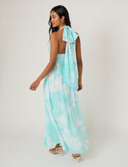 Blue Printed Marceline Maxi Dress