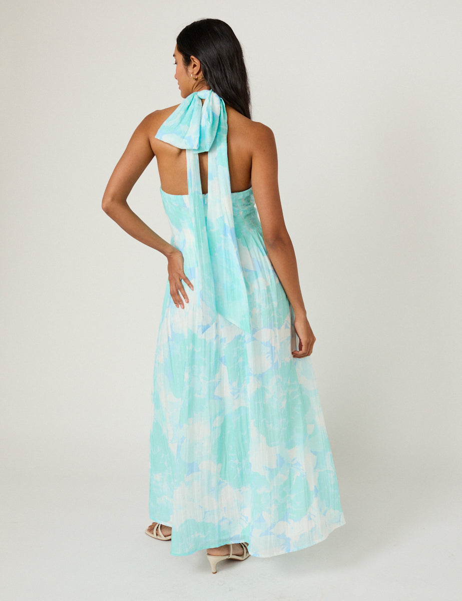 Blue Printed Marceline Maxi Dress