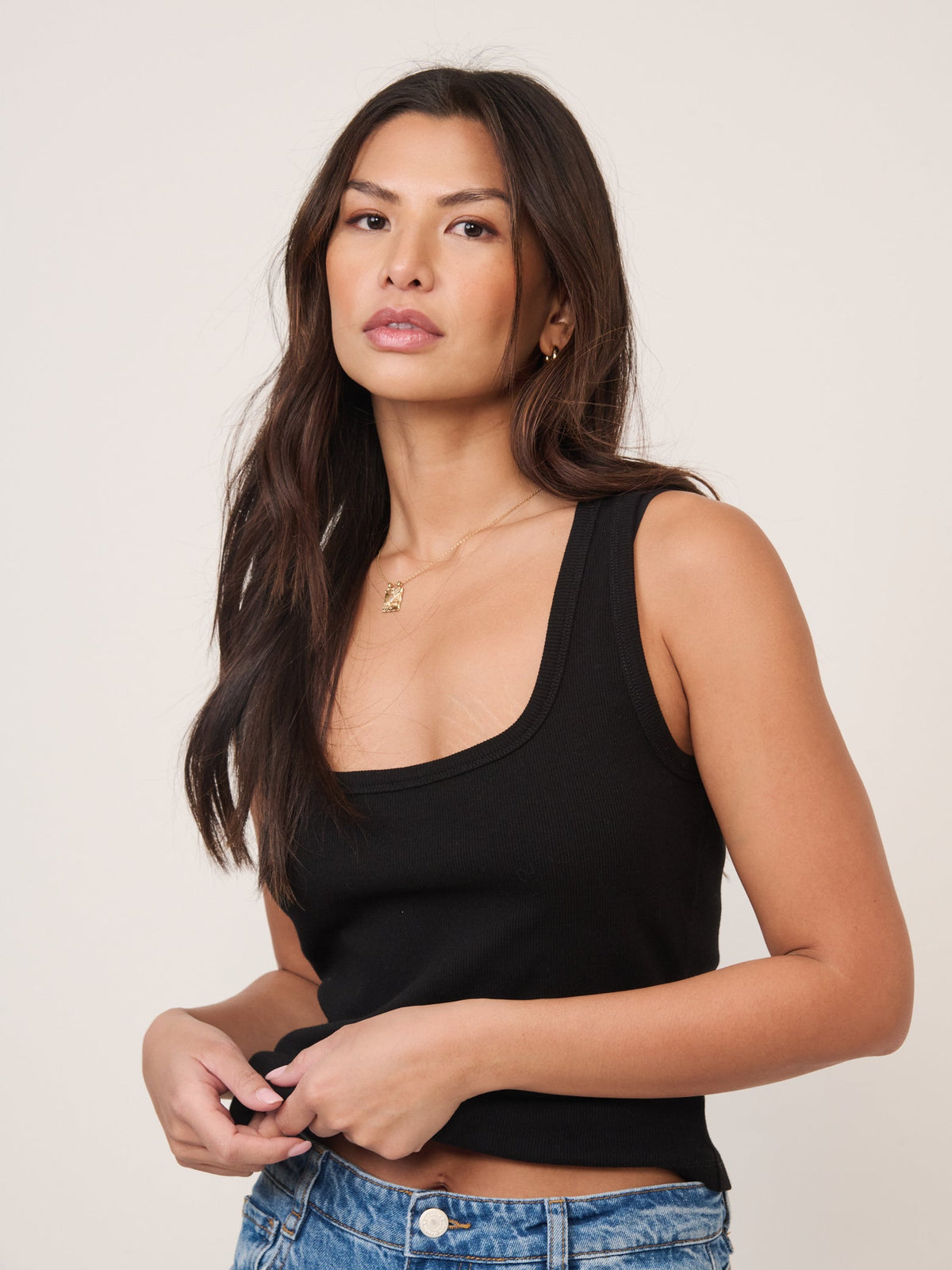 Black Square Neck Vest