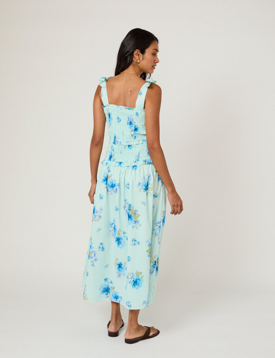 Blue Floral Andrea Midi Dress