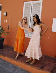 Pink Floral Tiered Veronica Midi Dress