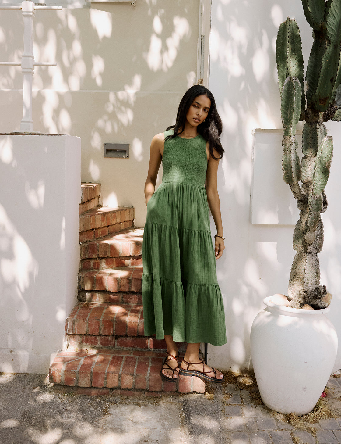 Green Sleeveless Charlie Midi Dress