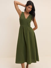 Green Sleeveless Audrey Midi Dress