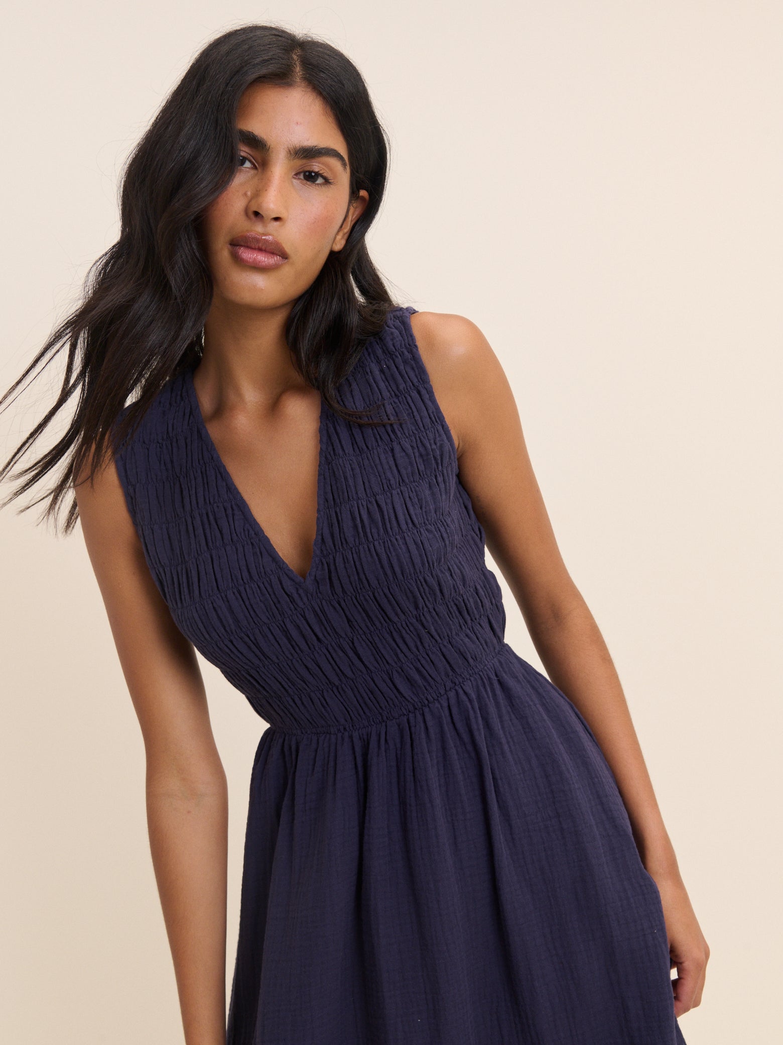Navy Sleeveless Audrey Midi Dress