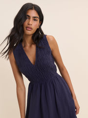 Navy Sleeveless Audrey Midi Dress