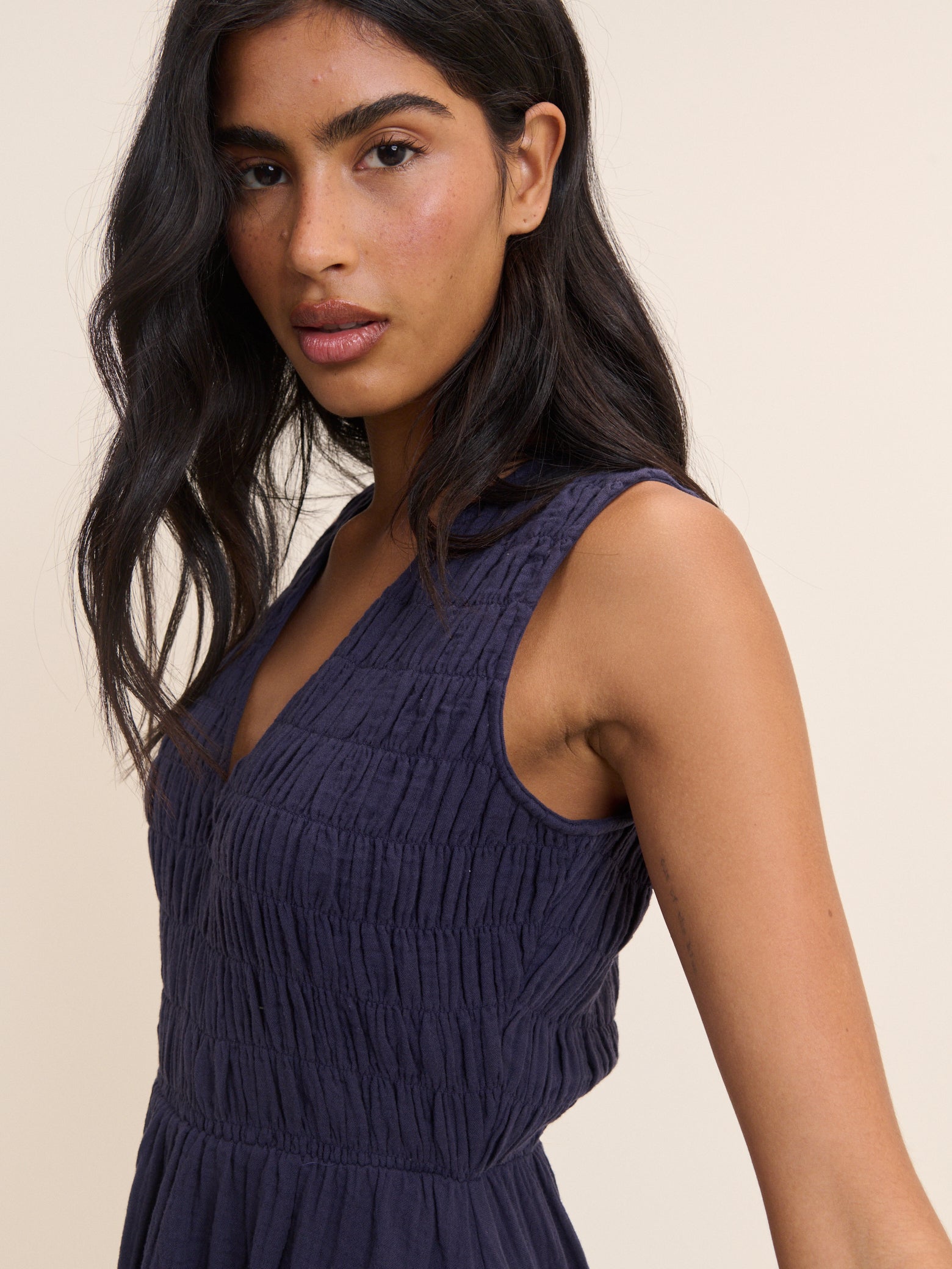 Navy Sleeveless Audrey Midi Dress