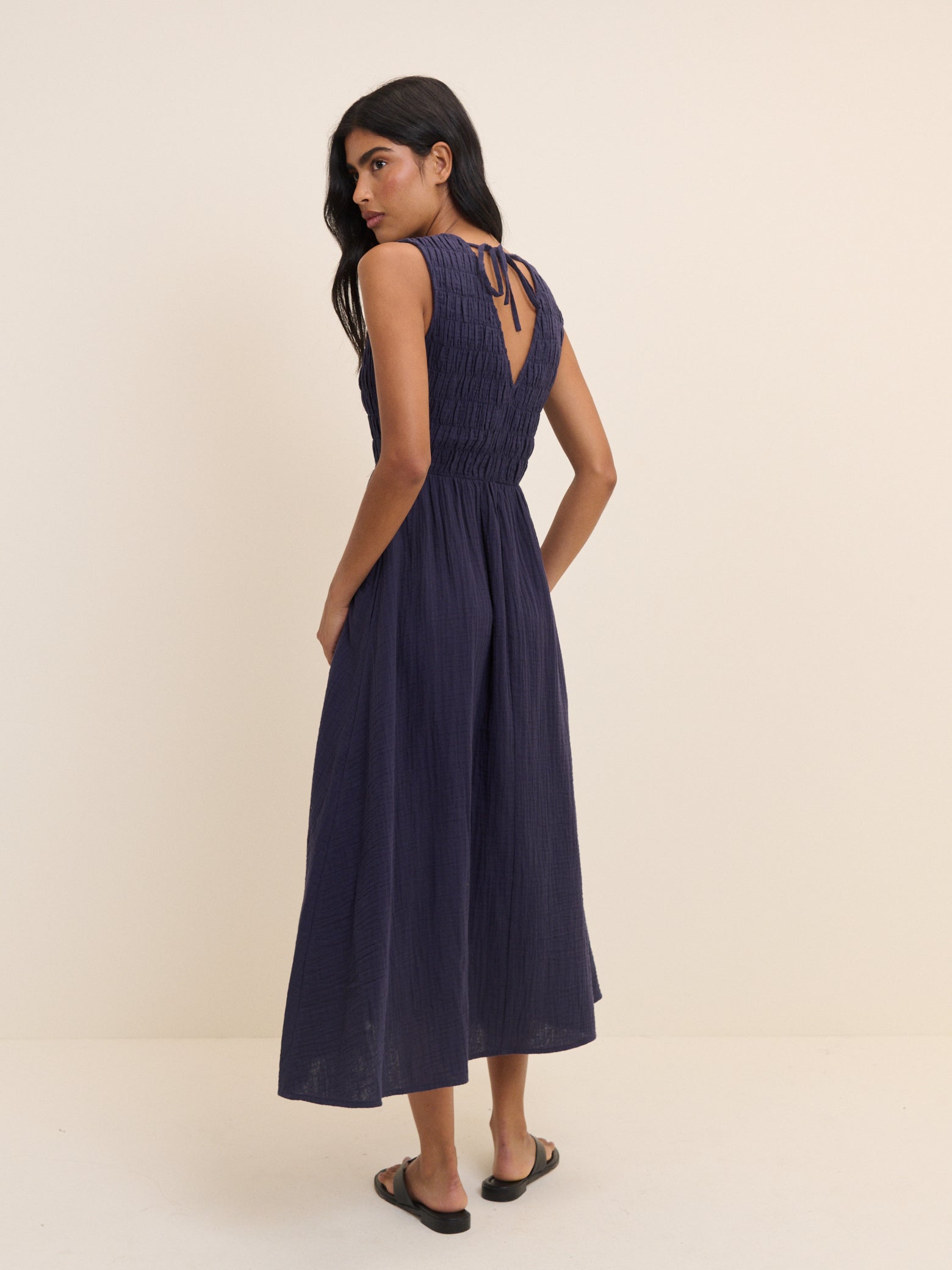Navy Sleeveless Audrey Midi Dress