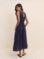 Navy Sleeveless Audrey Midi Dress