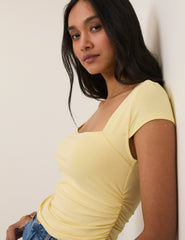 Butter Yellow Square Neck Top