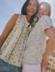 White Floral Peter Pan Blouse