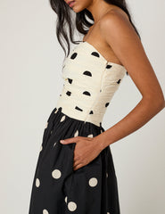 Monochrome Polka Dot Alice Midi Dress